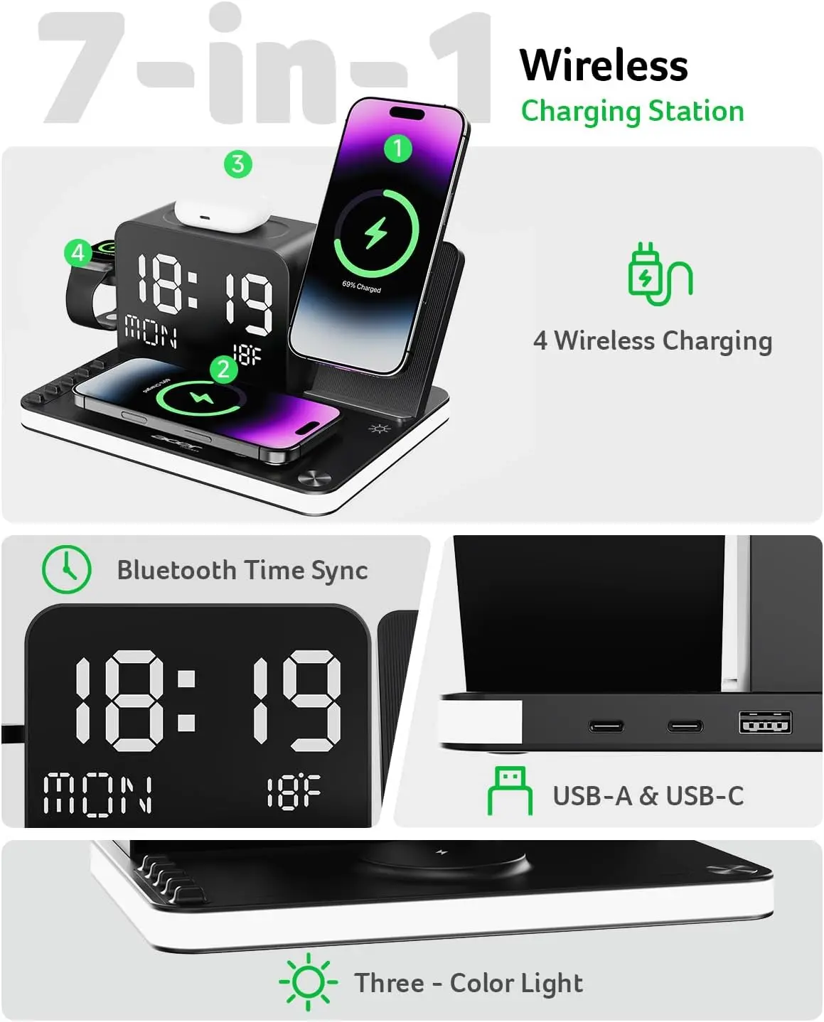 Stație de încărcare wireless 7-în-1 — imagine 2